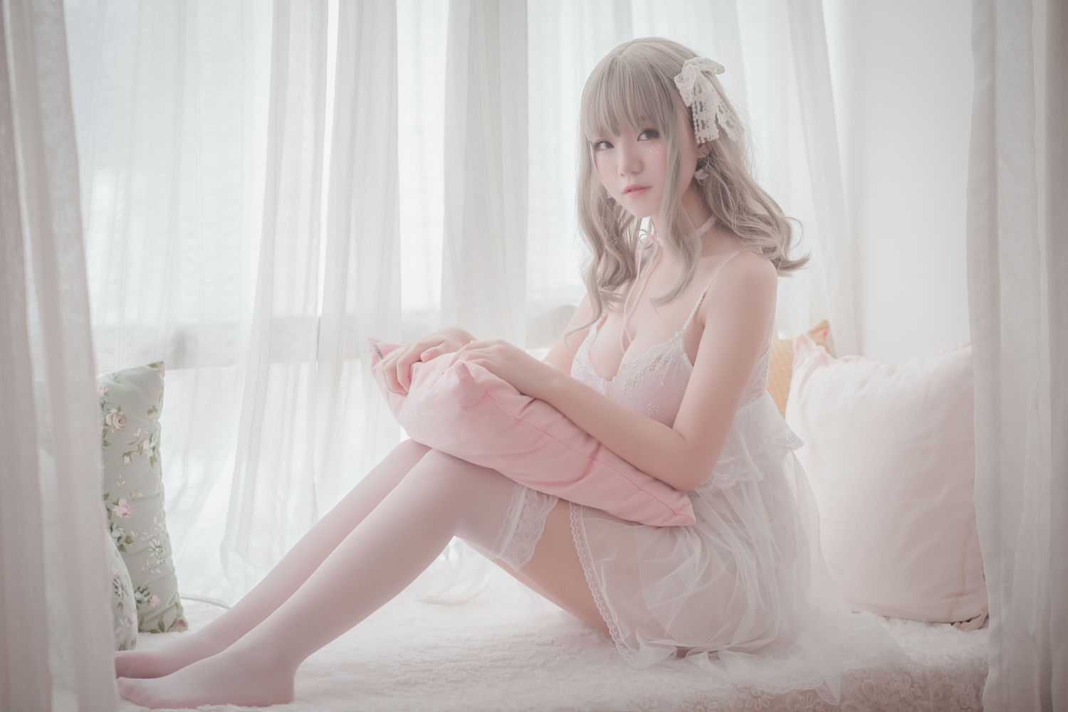 No.001-白色丝质连衣裙 [26P]-次元堂