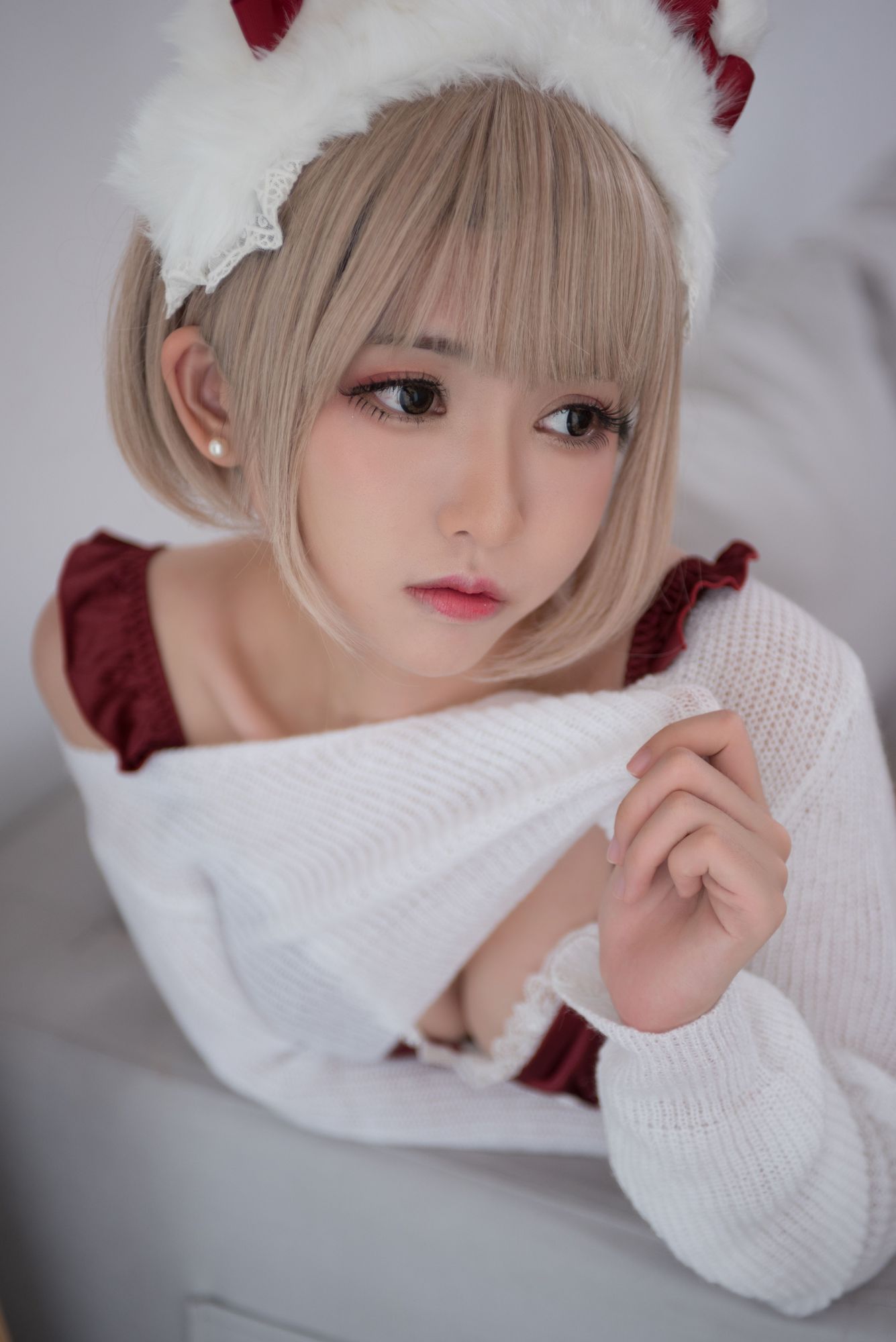 No.064-兽耳 圣诞白网袜 [18P]-次元堂