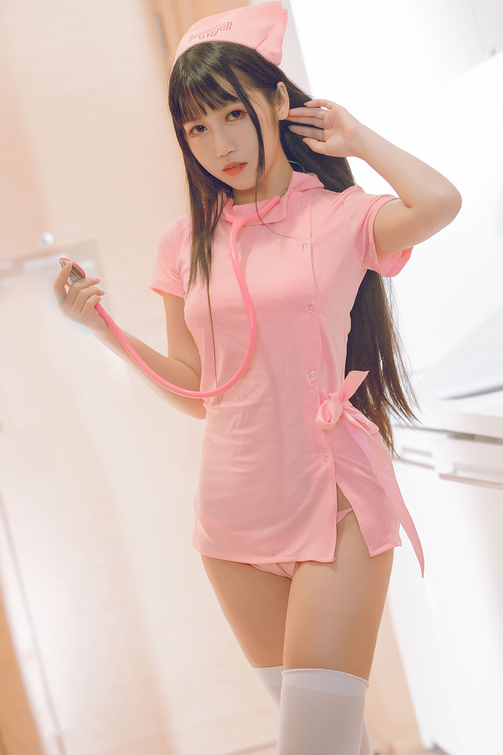 不呆猫 粉色衬衣女友COSPLAY图片包合集
