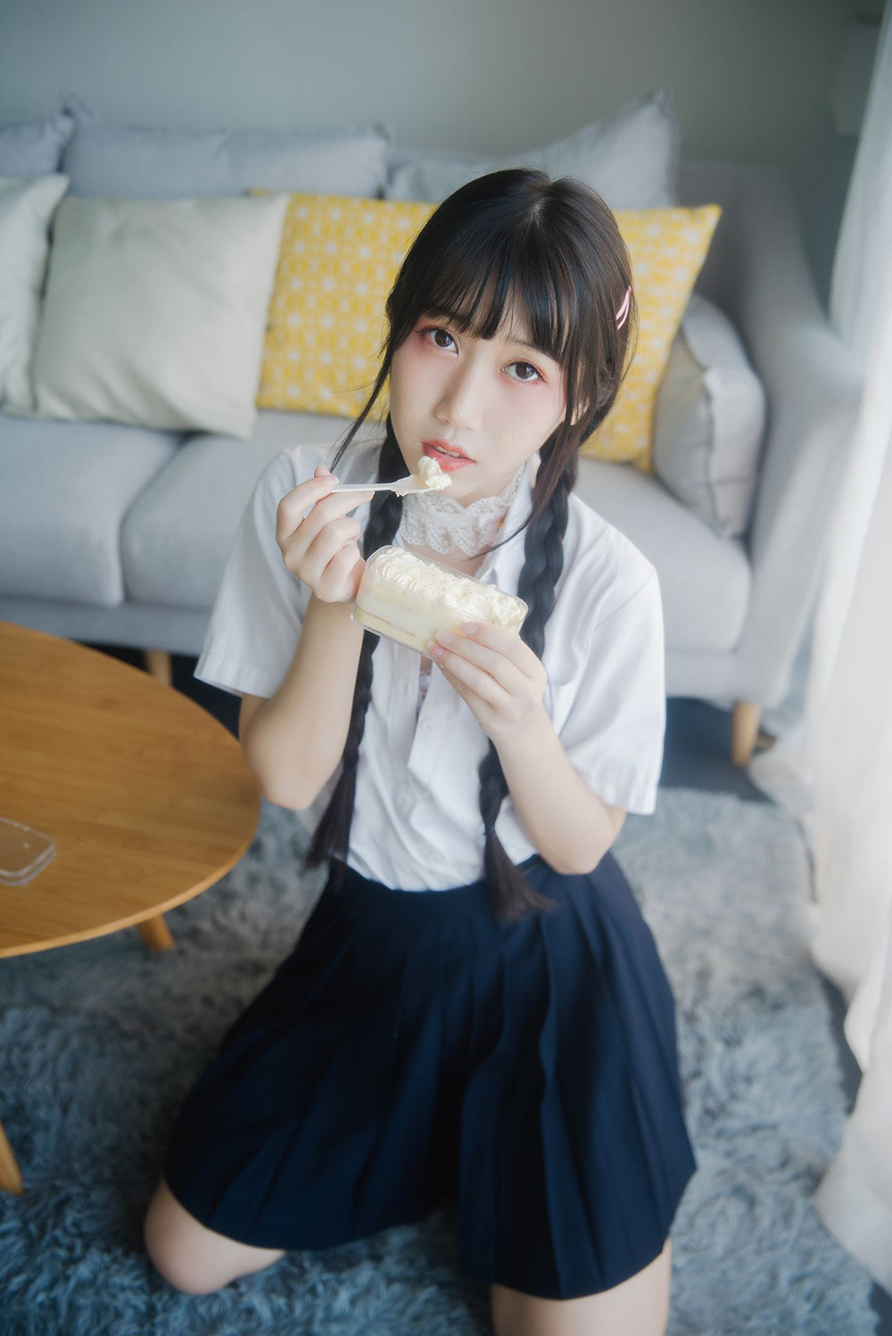 不呆猫 粉色衬衣女友COSPLAY图片包合集