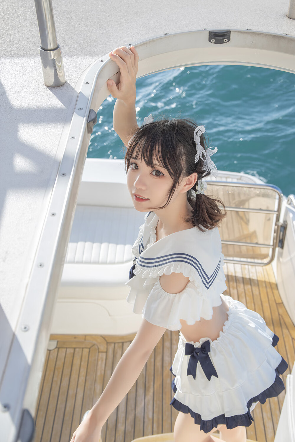 花柒Hana 三亚熊之海军风泳装 [12P-153MB]