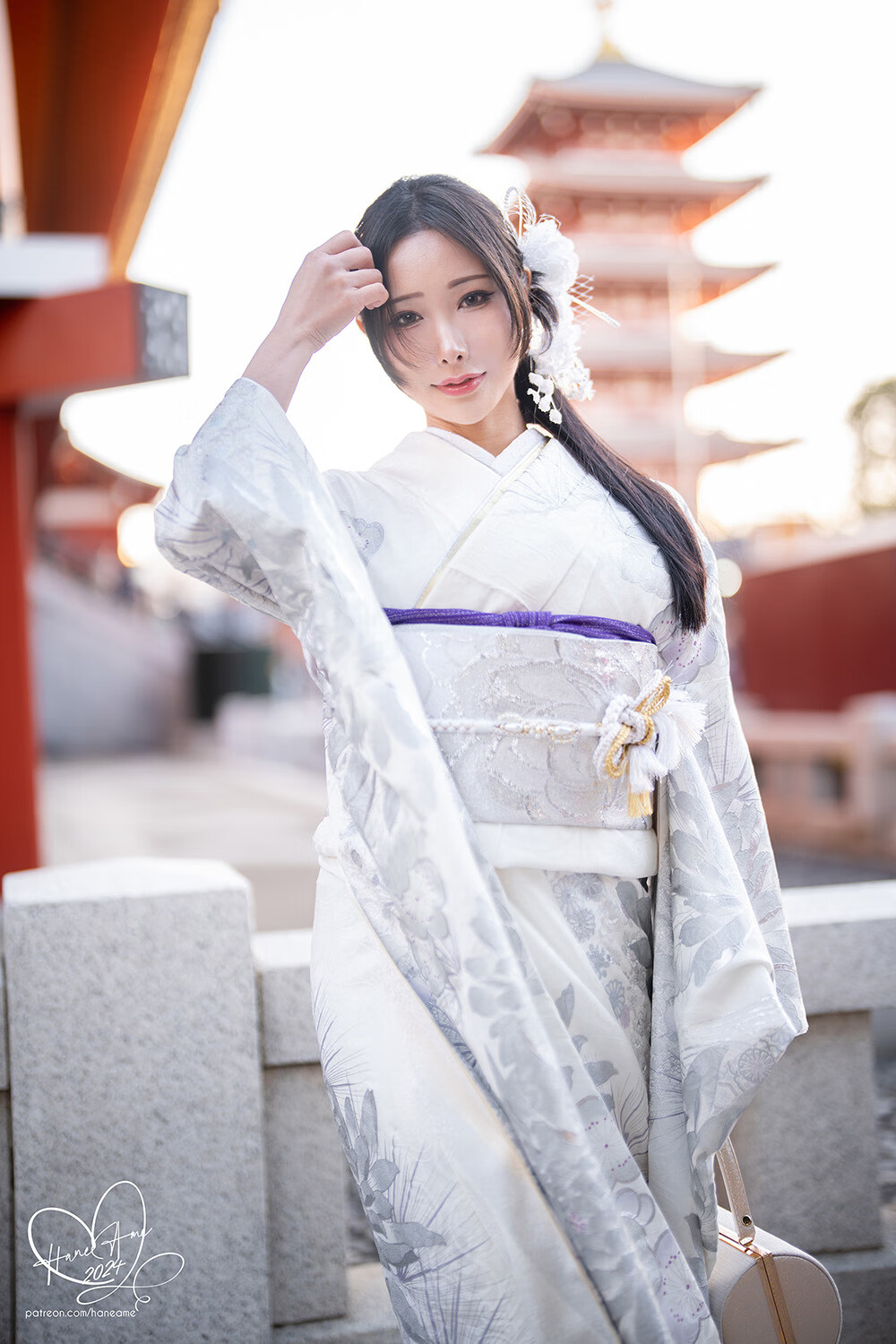 雨波_HaneAme Original 2024 New year Silver Kimono[32P5V-107M]