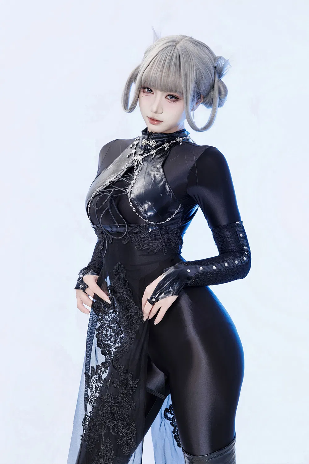 柒柒要乖哦  黑靡烟旗袍[108P2V-1.88G]-次元堂